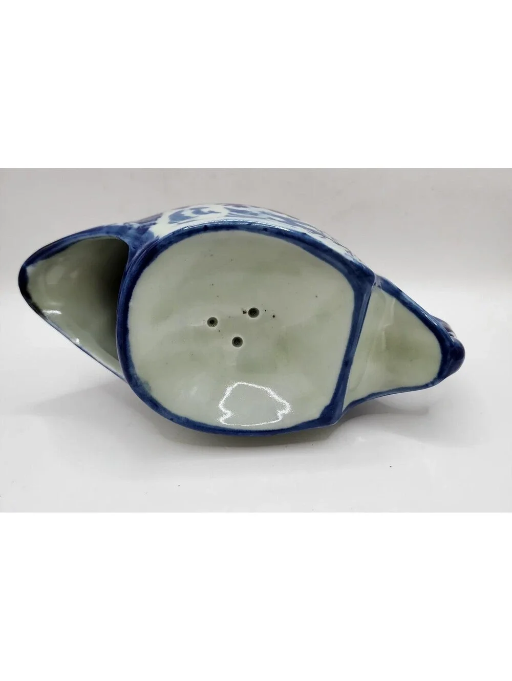 Vintage Victoria Ironstone Shaving Cup, Flow Blue Transferware, English Village
